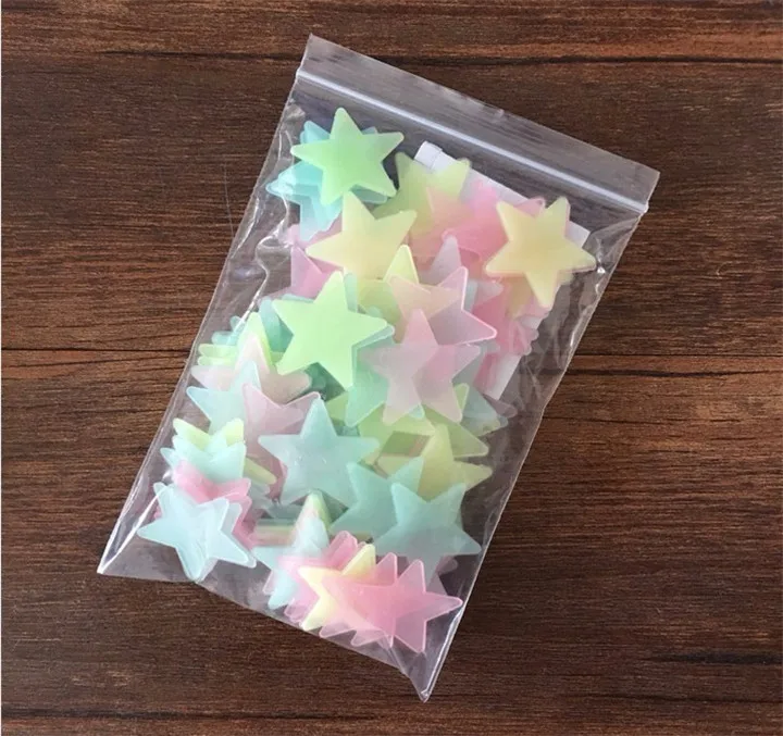 7 100PcsPack Luminous Stars Wall Stickers DIY Wall Art Home Decor Sticker 3D Glow In Dark Shine Gift Fluorescent Stickers Decors