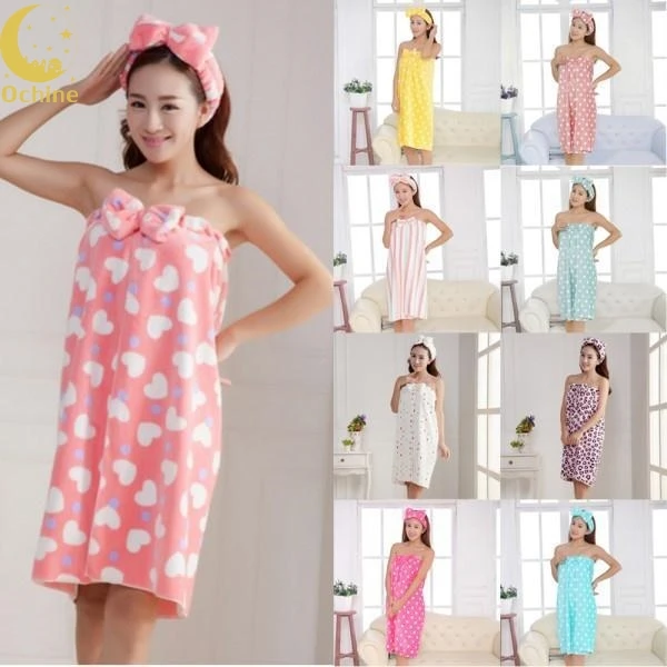 

Sexy Women Microfiber Bath Towel Bath Robe Bathrobe Body Spa Bath Bow Wrap Towel Super Absorbent Bath Gown