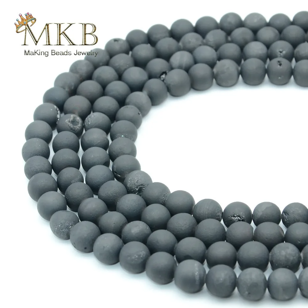 

Black Crazy Agates Natural Stone Beads For Jewelry Making 6 8 10 12mm Round Spacer Beads Diy Charm Bracelet Wholesale Perles