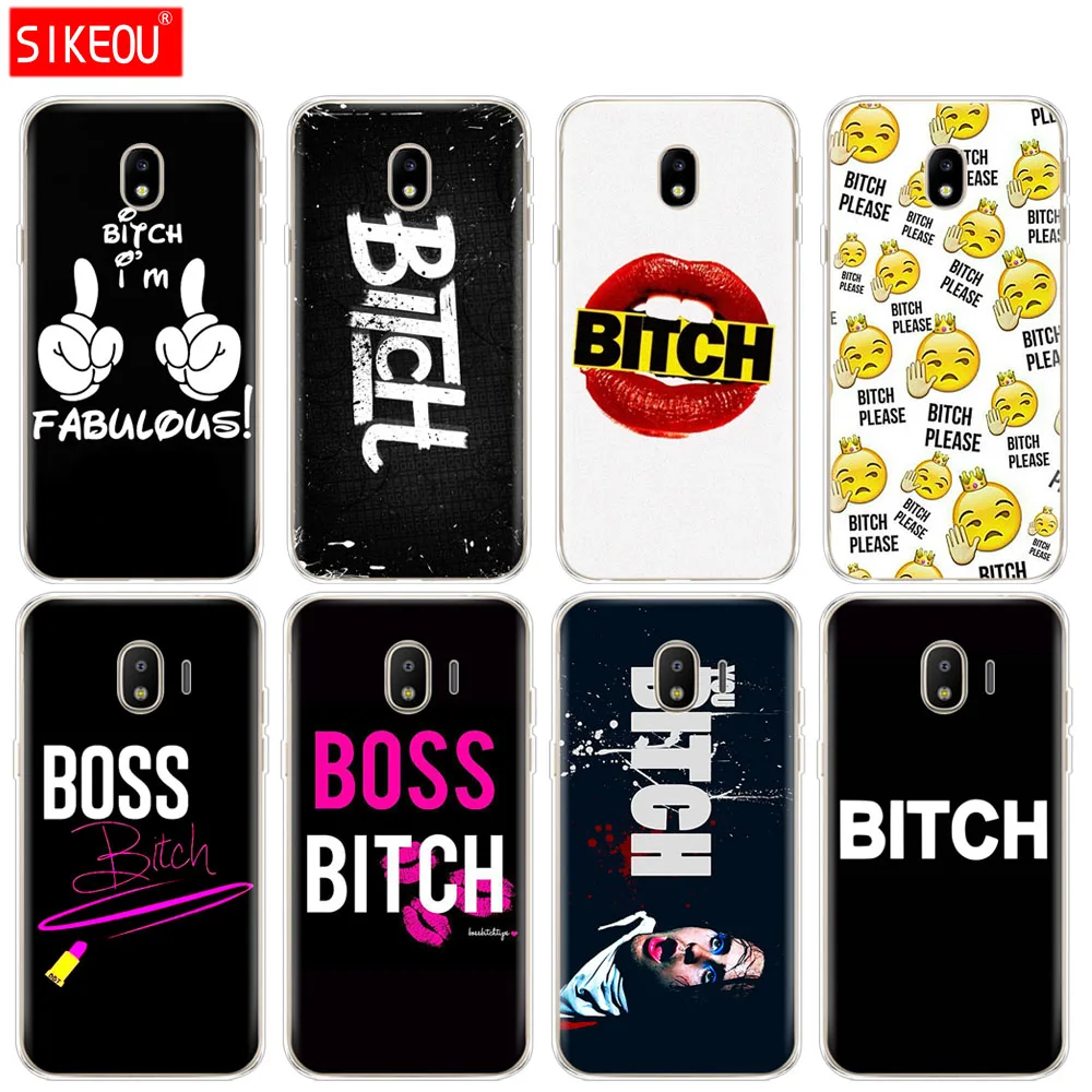 

silicone cover phone case for Samsung Galaxy J3 J5 J7 2017 J330 J530 J730 PRO j2 2018 Boss Bitch mode on pink