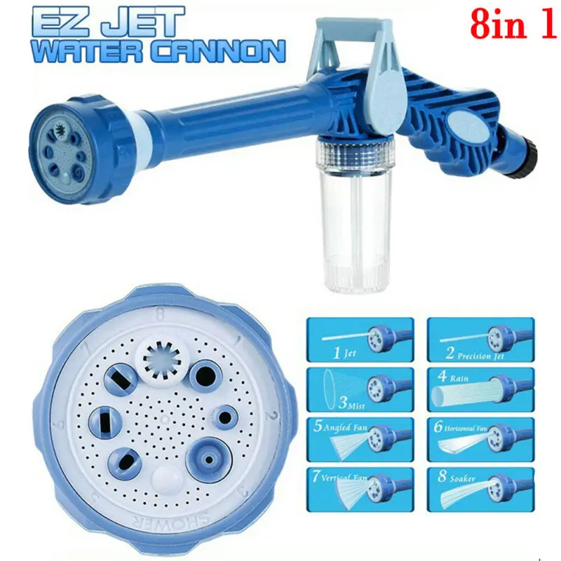 8 Nozzle Ez Jet Water Soap Cannon Dispenser Pump Spray Gun Car Washer US