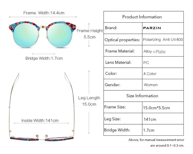 Бренд parzin ретро круглые очки высококачественные поляризованные очки для лета водитель Красочные Цветочные кадр полая ножка Glasses9660