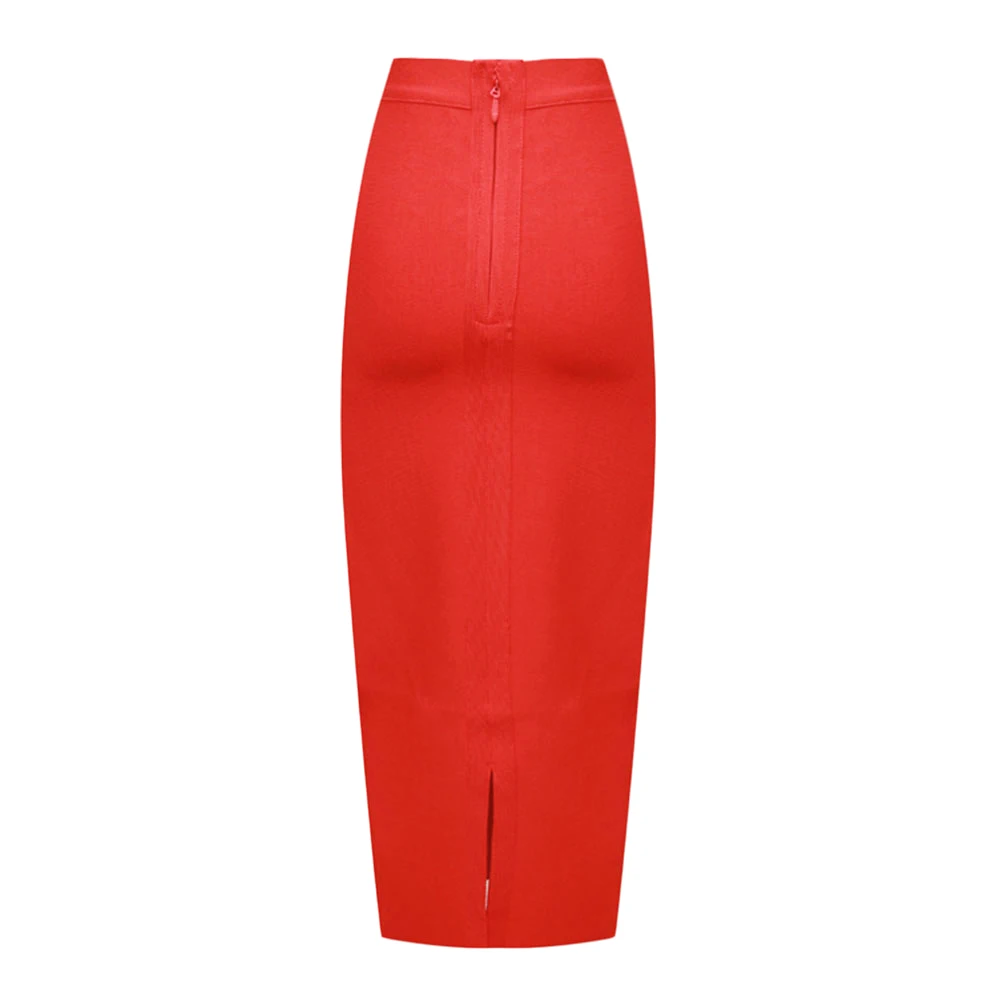 BEAUKEY красная длинная юбка-карандаш с разрезом, облегающая юбка до середины икры, Женская растягивающаяся юбка с разрезом, XL