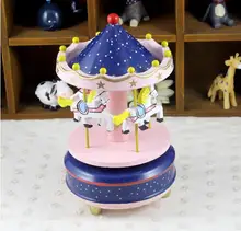Music Boxes Bless Animated Classic 4 Horse Go Round Musical Carousels Box Classic Christmas Kid Children Birthday Gift 319