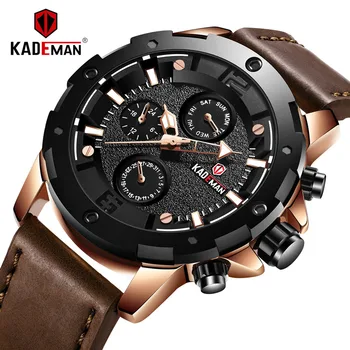 

KADEMAN Watch Men Sport Army Quartz Wristwatch Week Date Clock TOP Luxury Fashion Leather Watches Waterproof Relogio Masculino