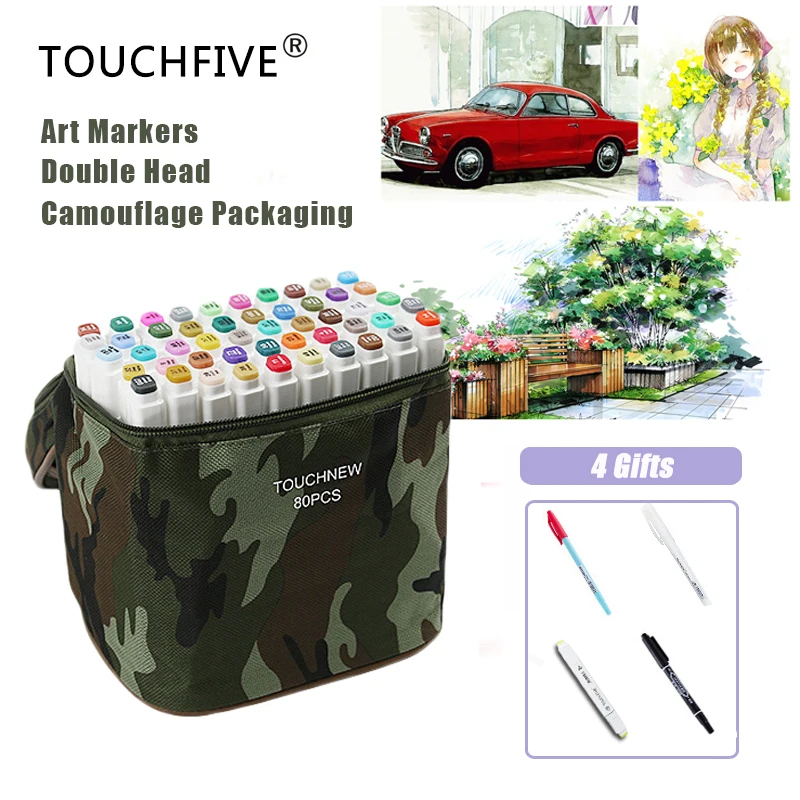 

TOUCHFIVE 80 Sketch Marker Set Art Marker Alcohol Based Dual Head Brush Pen For Drawing Manga Art Supplies