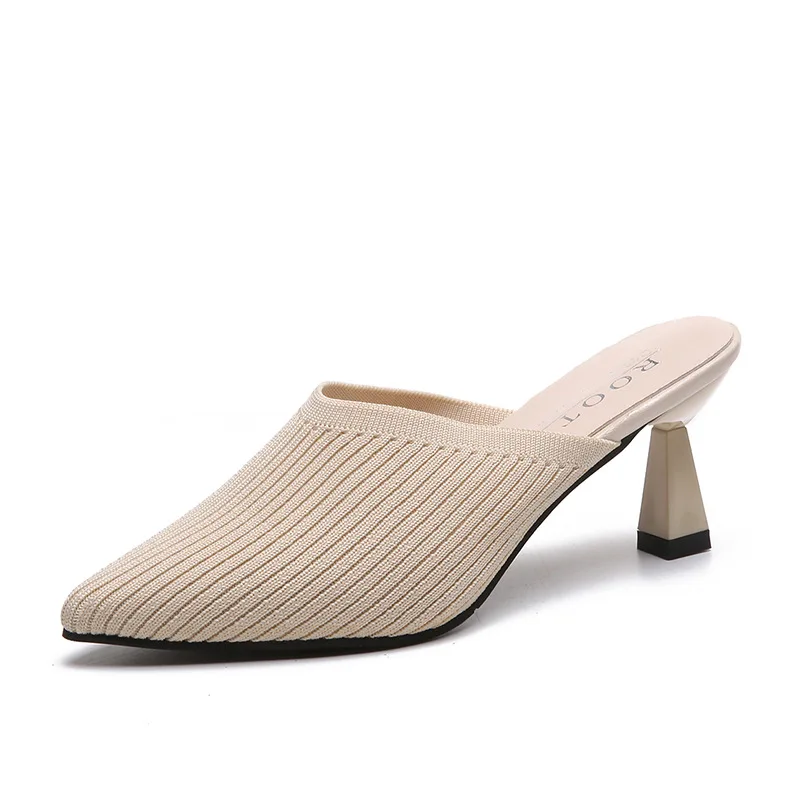 

Summer 2019 Women's Shoes New Korean Square Square Head Baotou Half Slipper Cup and Small Fresh Sandals
