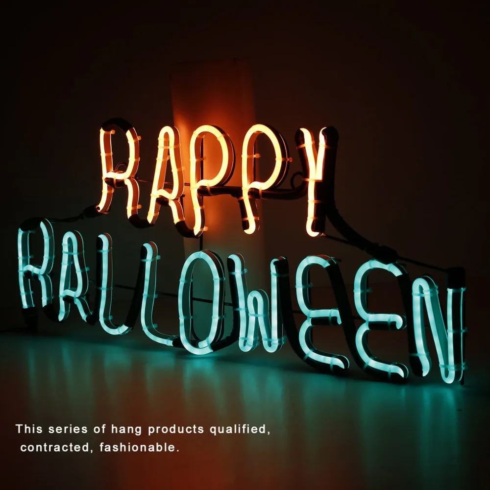 

Neon Sign Light Plate Happy Halloween Word Design Night Lamp Wall Light for Halloween Bar Mural Crafts Room Home Decorations