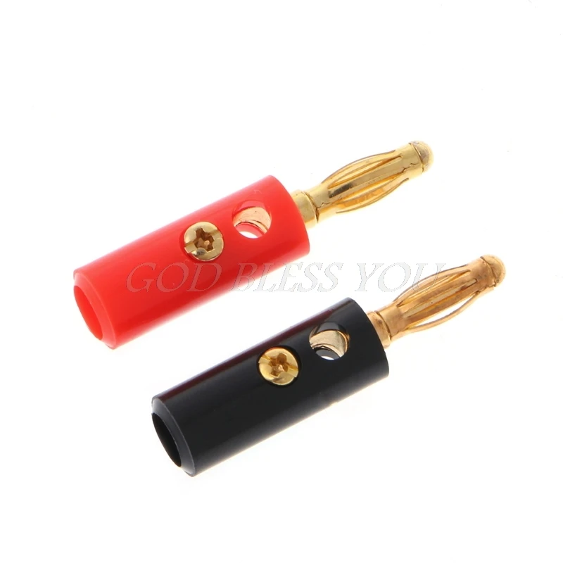 10 Pcs 4mm Gold Plated Speaker Wire Cable Screw Banana Plug Connector Adapter photo