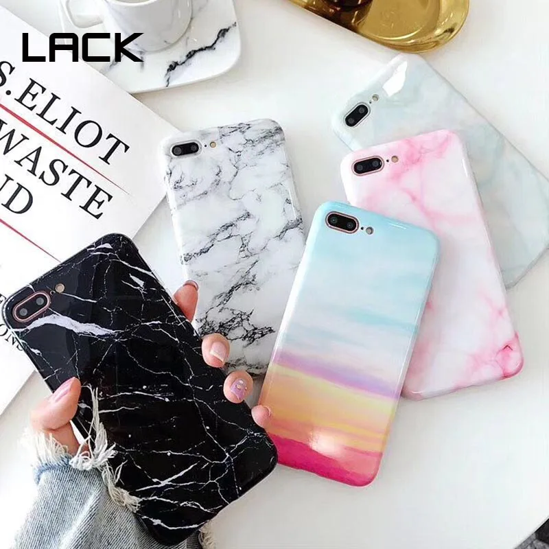 

LACK Phone Cases For iphone 7 Case For iphone 7 6 6s 8 Plus X XS Max XR Fashion Soft Candy Color Marble Abstract Geometry Cover