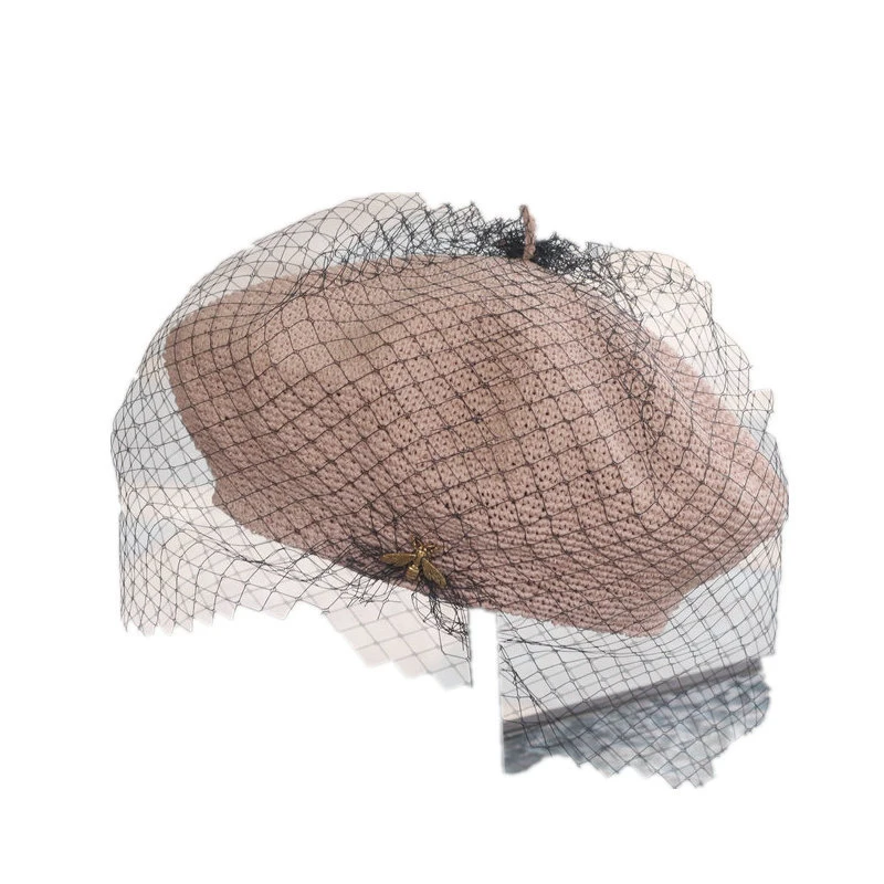 Женский Ретро берет, черная сетчатая модная соломенная шляпа ручной работы, красивая женская летняя кепка для отдыха, Высококачественная Брендовая женская кепка - Цвет: Розовый