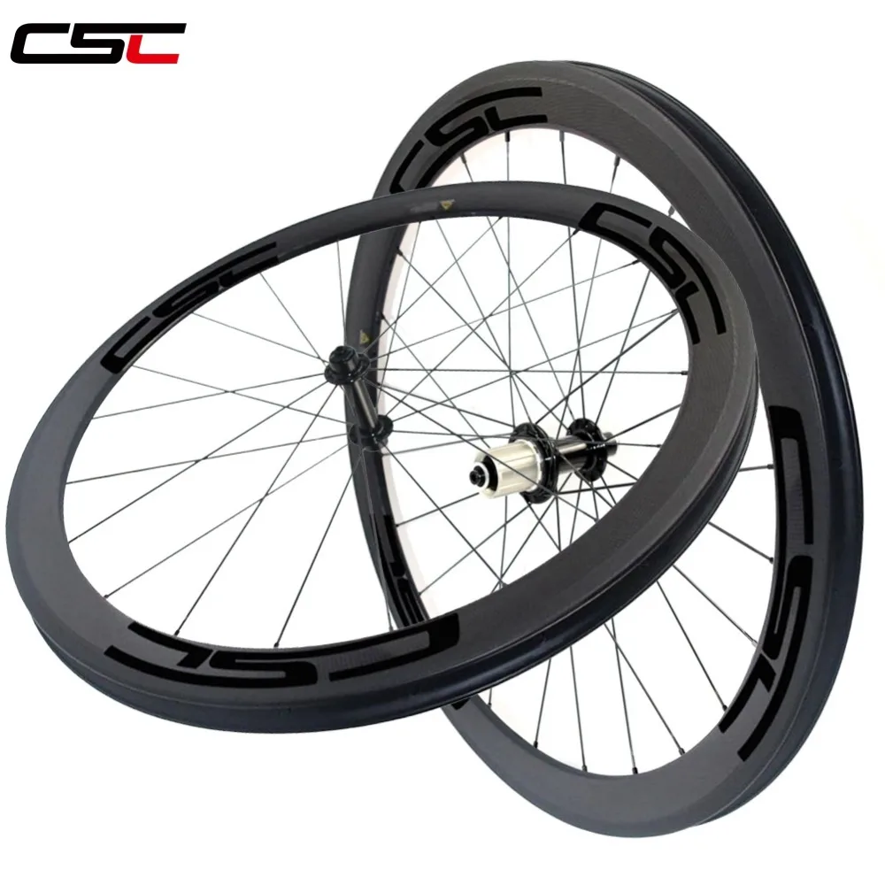 CSC 700C 50mm Depth 25mm wide clincher SAT No outer holes R13 Hub carbon bicycle road wheelset Tubeless ready UD sapim cx ray | Спорт и