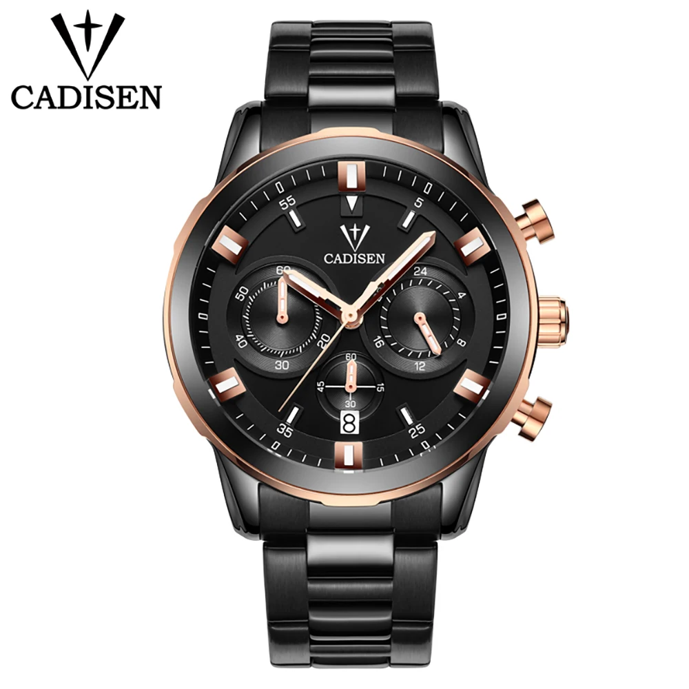 

Cadisen C9011 Quartz Watch Men Sport Mens Watches Clock Quartz Wristwatch Business Waterproof Sports Wrist Watch relogio + Box
