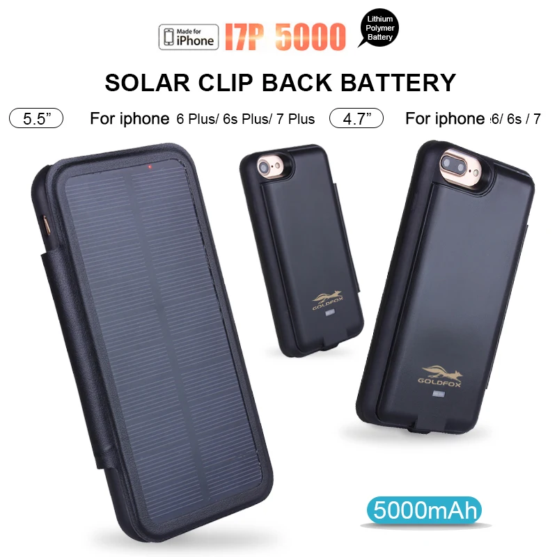 

3000mAh 5000mAh Slim Solar Charger Case Power Bank for iPhone 6 6s 7 Plus Solar Power External Pack Phone Backup Battery Case
