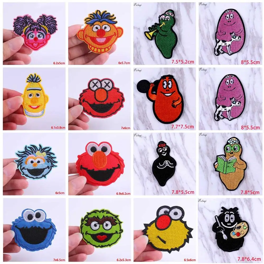 

DIY Cartoon Embroidery Patches Clothes Decor Sesame Street Patches Stripes On Clothes Children's Clothing Patches Cat Patch H