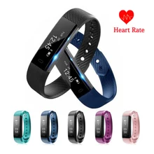 ID115 HR font b Smart b font Band Bluetooth Heart Rate Monitor Fitness Tracker Pedometer font