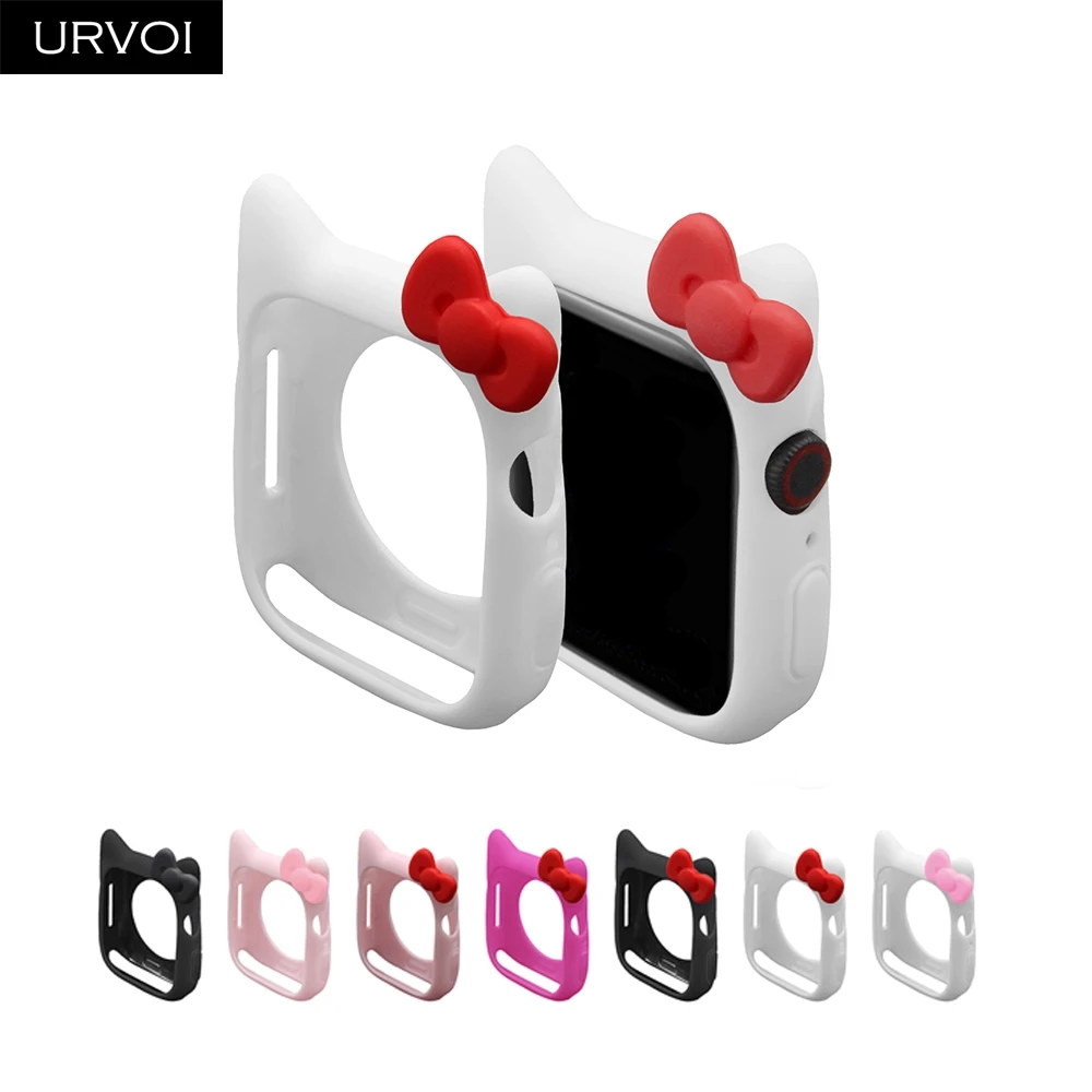 

URVOI Case for apple watch full cartoon protector series 4 3 2 strap silicone protector for iWatch TPU cover for Hello Kitty kid