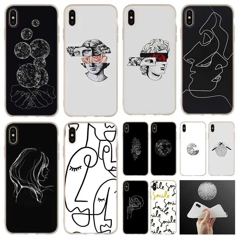 

Line drawings soft Phone Case cover For iPhone 11 2019 XI R 4 5 5S SE 6 6s 7 8 Plus x XR XS Max case