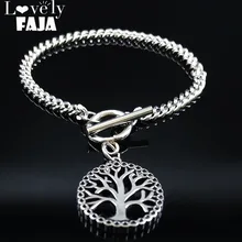 Панк Древо жизни браслет из нержавеющей стали женский серебряный цвет браслеты ювелирные изделия pulceras de acero inoxidable para mujer B18407