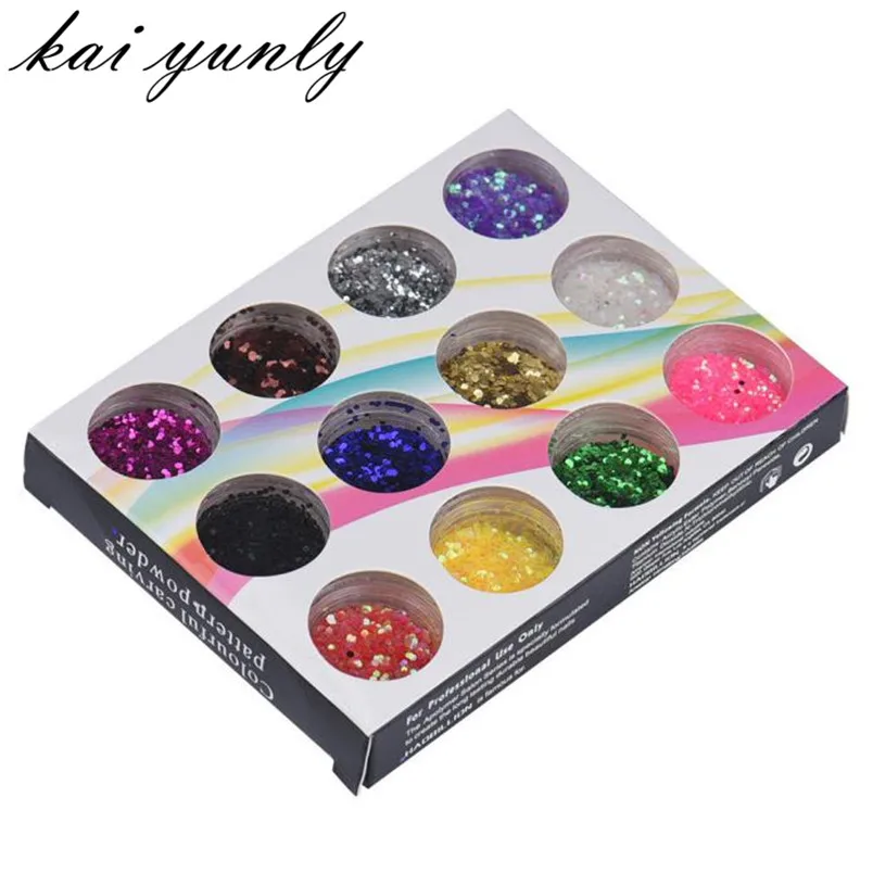 

12 Colors Nail Glitter Shinning Nail Mirror Powder Makeup Art UV Gel DIY Chrome Pigment Shiny Striping Kit #T