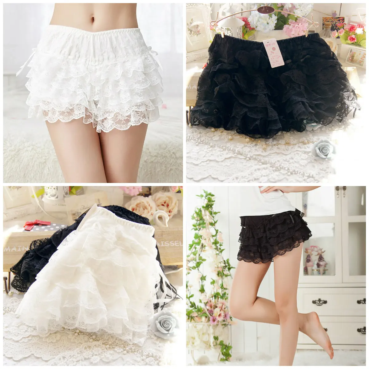 

Japanese Cute Style for Girl Women Sexy Lace Shorts Elastic Waist Bottoming Shorts
