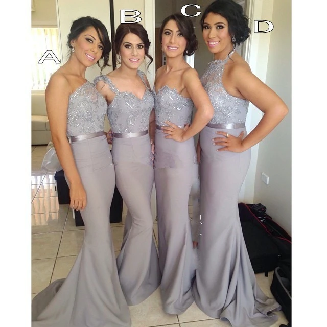 beaded grey bridesmaid dresses