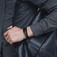 Уникальный индивидуальный подарок многослойный персонализированный браслет из Матфея библейского стиха мужской кожаный браслет в черном цвете