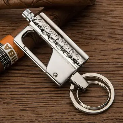Honest Роскошный многофункциональный автомобильный брелок, инструмент для зажигания, керосин, Мужская цепочка для ключей, зажигалка, ювелирное изделие, подарок для мужчин - Цвет: Silver