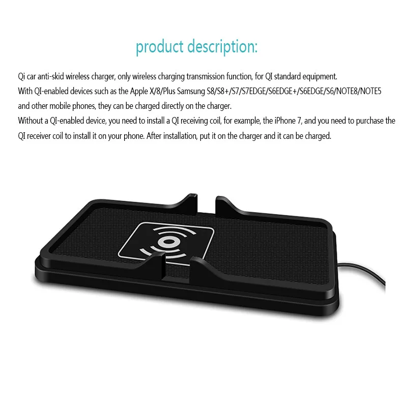Turata Universal Car Wireless Charger Holder For Xiaomi Iphone X 8 7 6 6s Plus Fast Charger Pad For Samsung Galaxy S9/S8 Plus