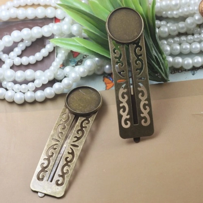 10pcs/lot Antique Bronze Hair Clips Craft Bow Handmade DIY Hair