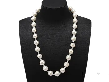 

hot sell 12-14 mm white circular Edison pearl interval zircon necklace fashion jewelry