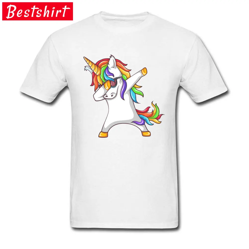 Pure Cotton Men's Short Sleeve Dabbing Unicorn T Shirts Family Tops & Tees Brand Camisa O Neck Clothing Shirt Free Shipping Dabbing Unicorn white