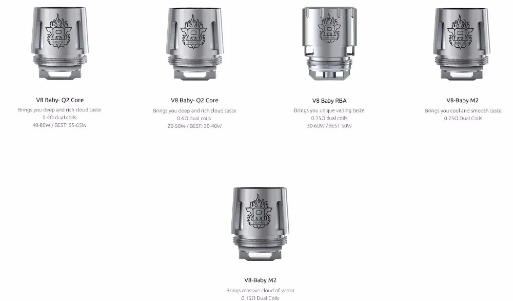 5 шт./лот SMOK TFV8 ребенка катушки V8 Baby-T8 Baby-T6 Baby-X4 Baby-Q2 Baby-M2 ядро ребенка T8 T6 X4 Q2 M2 РБА подходит TFV8 Детские майки-палка V8