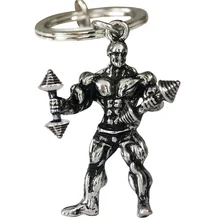 Strong Man Dumbbell Key Rings Men Fitness Bodybuilding Key Chains For Car Wallet Keys Ring Sports Men Hip Hop Jewelry Gym Gifts