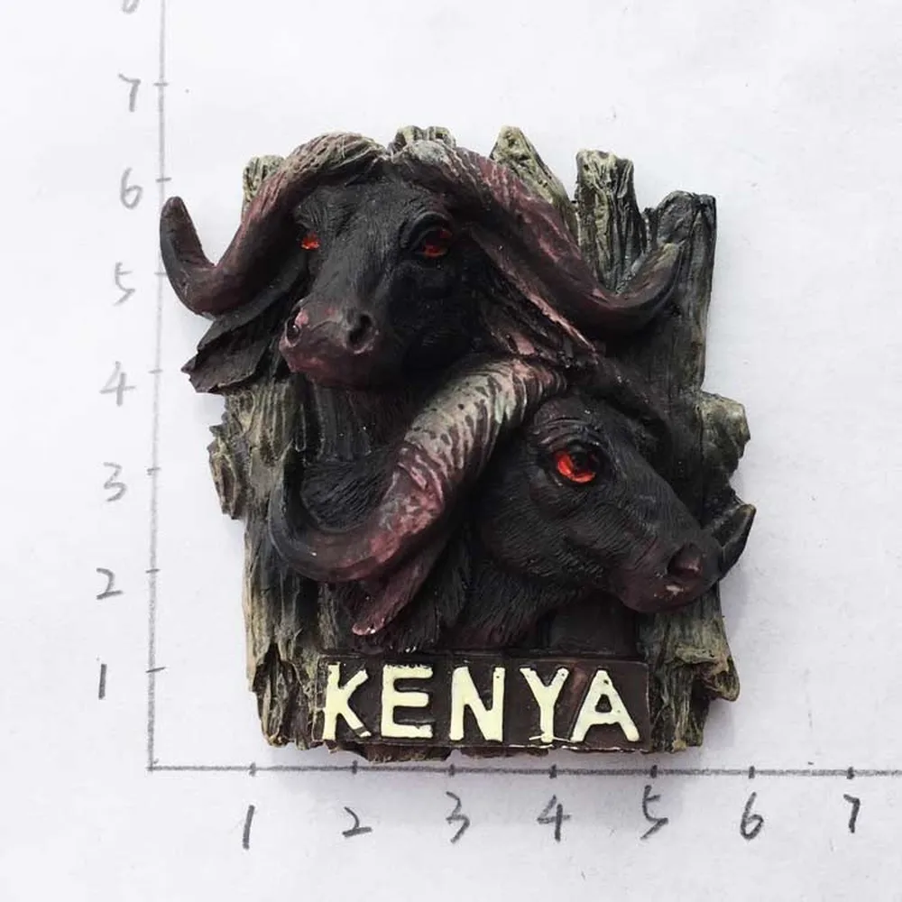 Wild Africa Kenya Bison Fridge Magnets Tourist Souvenir Refrigerator Magnetic Sticker Decor imanes para refrigerador Crafts Gift|Магниты на