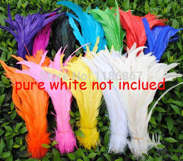 500pcs/lot mix color 35 40cm 14 16 inches Dyed Rooster tail feather ...