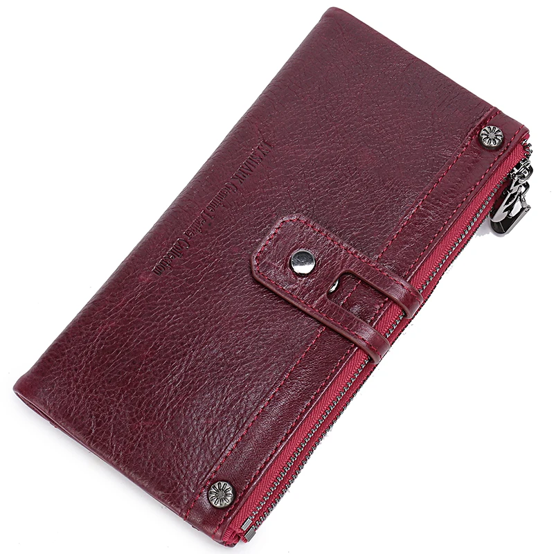 LY.SHARK Genuine Leather Wallet Women Coin Purse Lady Wallet Female Credit Card Holder Clutch Bag Money Long Wallet Phone Green - Цвет: Burgundy B