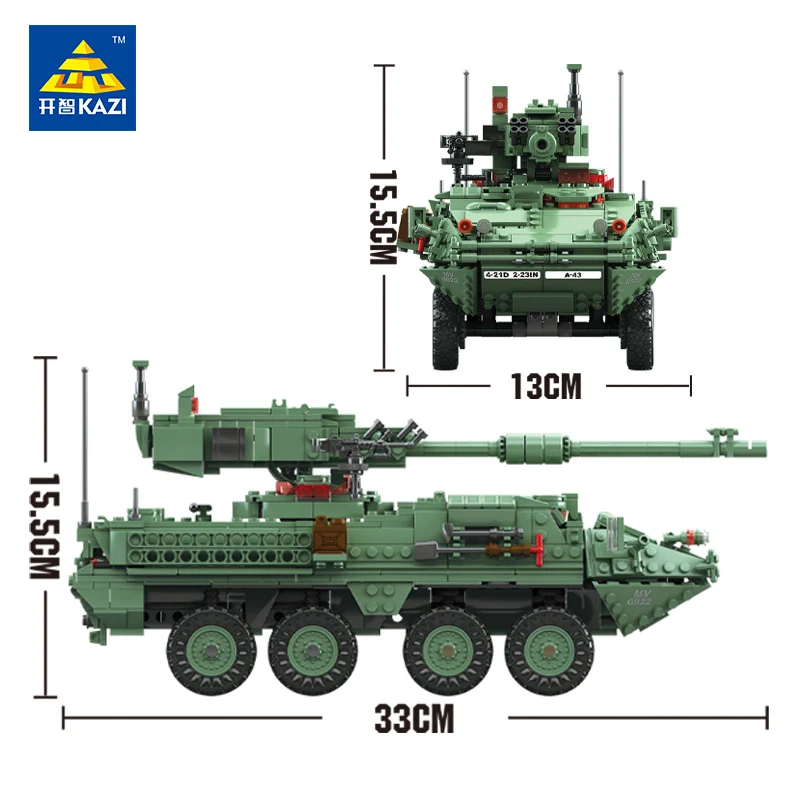 KAZI 10001 век, военные MGS-M1128, танки, строительные блоки, бронированная техника, кирпичи, Минифигурки, развивающие игрушки для детей