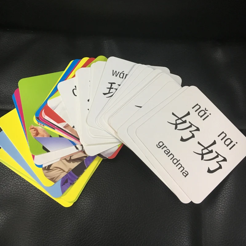 Thicken Words Cards English & Chinese book with pinyin Learn Chinese Character Strokes books for children kids baby 35 sheet/box