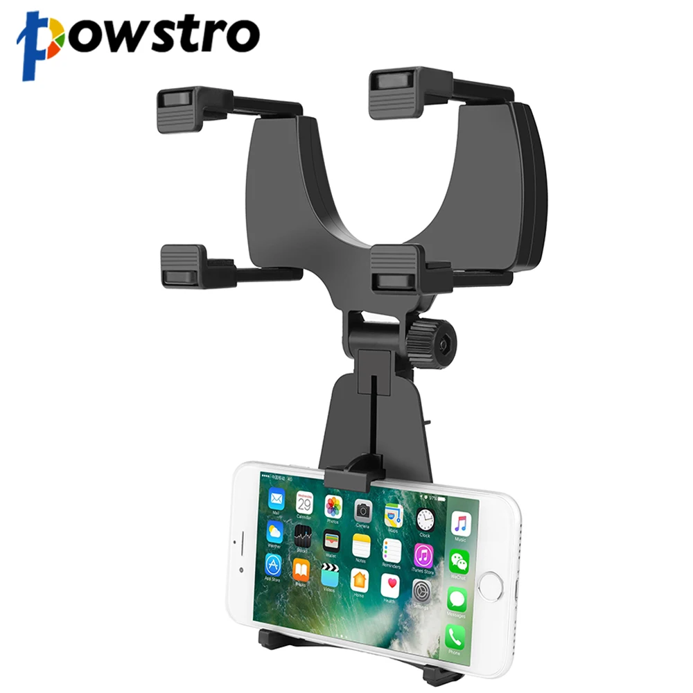 POWSTRO Adjustable Rotary GPS Mobile Phone Car Auto Rearview Mirror