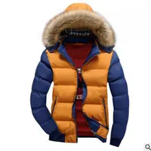 Men's Winter Warm Jackets Casual Detachable Faux Fur Collar Cotton Padded Wadded Patchwork Hooded Coat Fashion Male Slim Outwear Men's Winter Warm Jackets Casual Detachable Faux Fur Collar Cotton Padded Wadded Patchwork Hooded Coat Fashion Male Slim Outwear