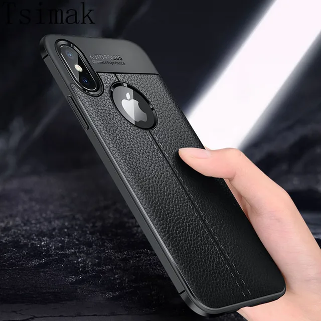 Tsimak For iPhone XS Max Phone Case For iPhone XR Case Cover Luxury Leather Soft Silicone For