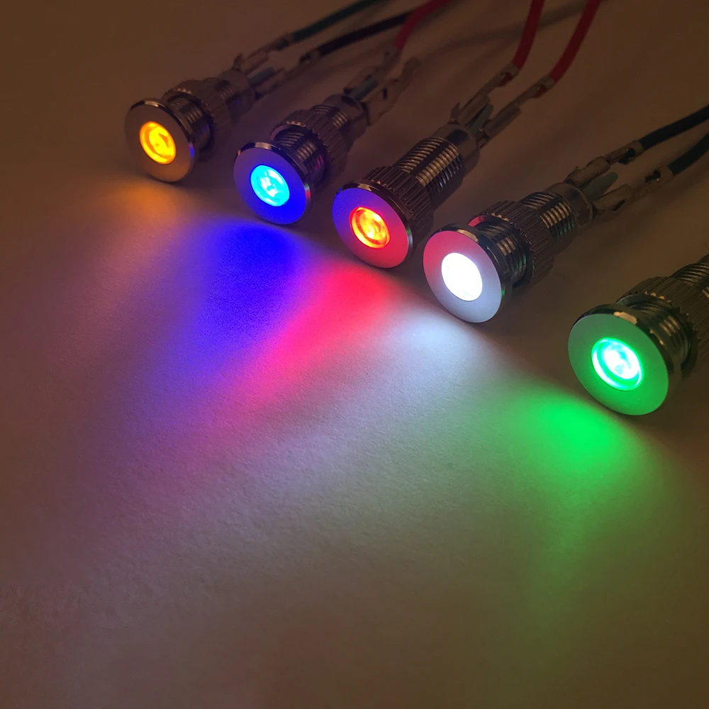 Светодиодный металлический индикатор светильник 8 мм Водонепроницаемая сигнальная лампа 6 в 12 В 24 В 220 В Точечный светильник красный желтый синий зеленый белый 8ZSD. PY. C