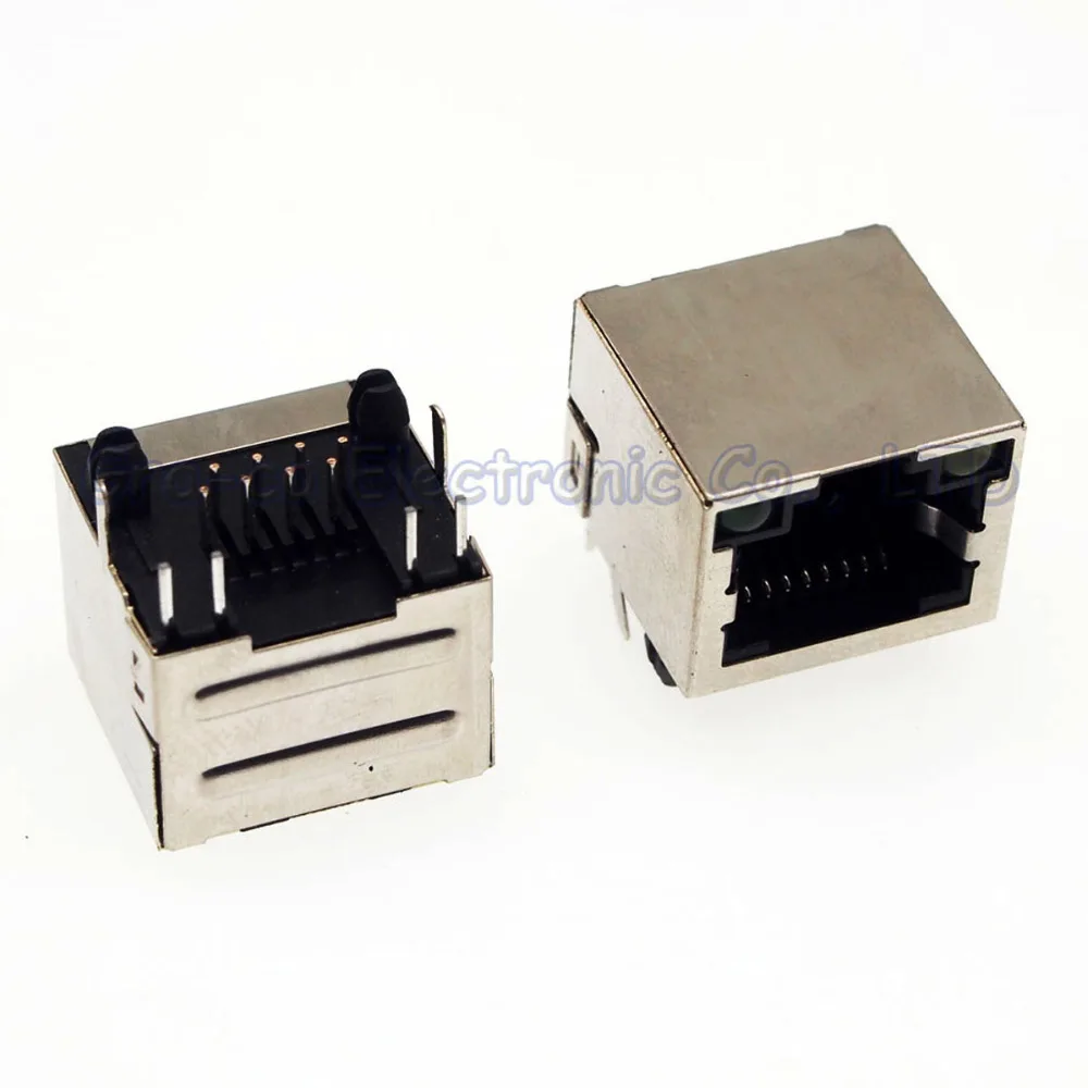 50 шт. RJ45 сетевой порт сетевой разъем 8P8C RJ45 Разъем LAN модульный с светодиодный светильник с экранированный металлический корпус