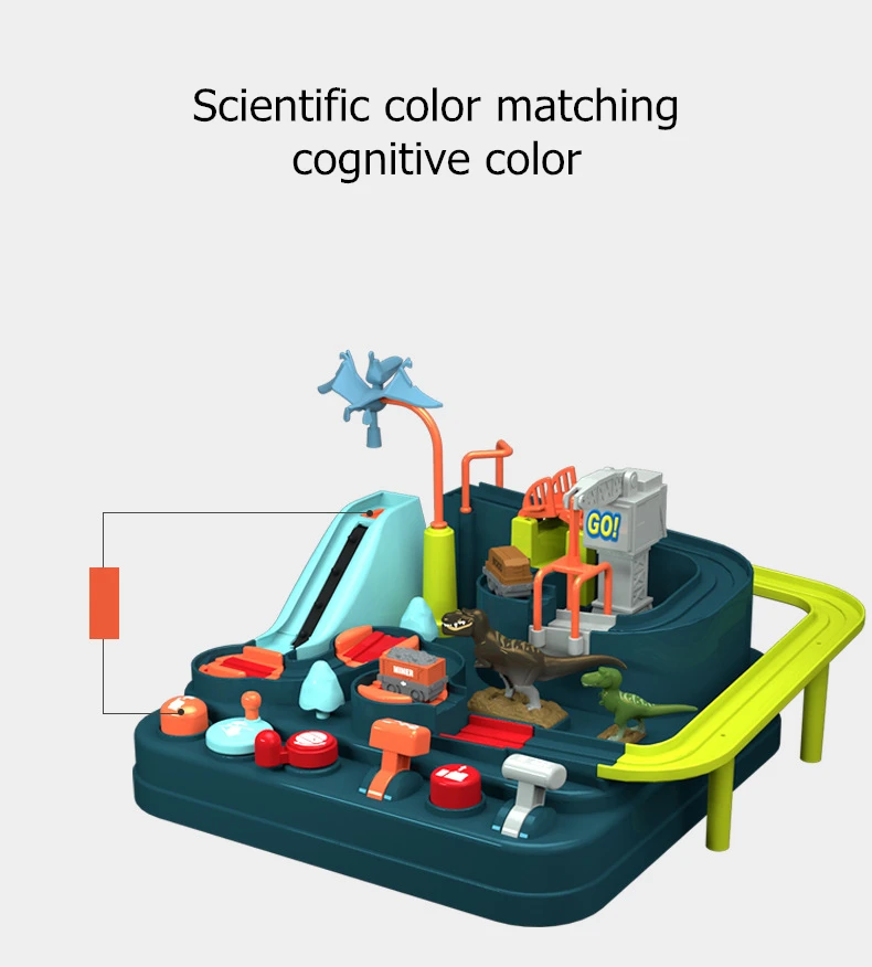 Новости Популярная игрушка Детские развивающие игрушки поезд трек горка игрушечный динозавр костюм приключений автомобиль большой Приключения Забавный рождественский подарок