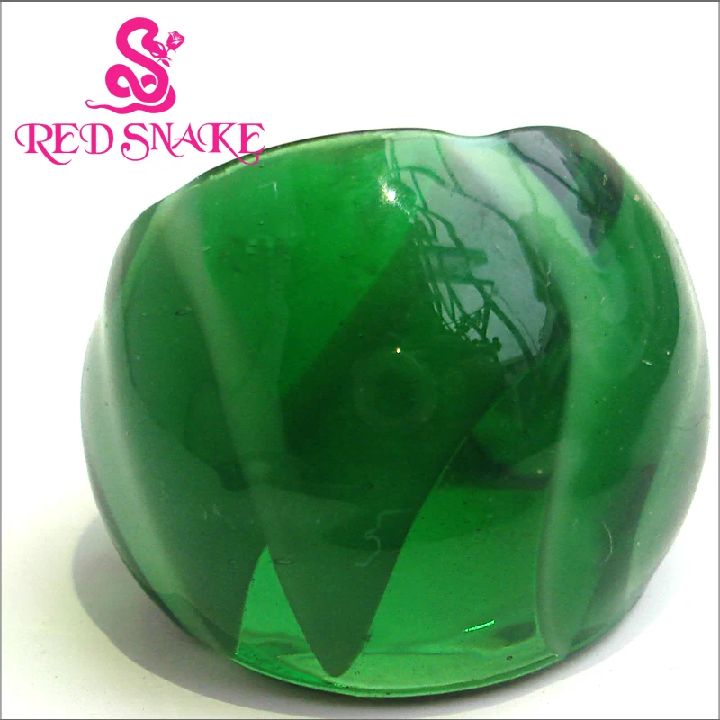 

RED SNAKE Fashion Ring Handmade deep Green with Rhythmic pattern drawing translucent Murano Glass Rings