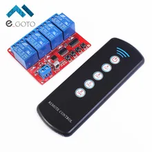 12V 4 Channel IR Infrared Receiver Board Delay Relay Driving Module 5 Key Remote Controller Self