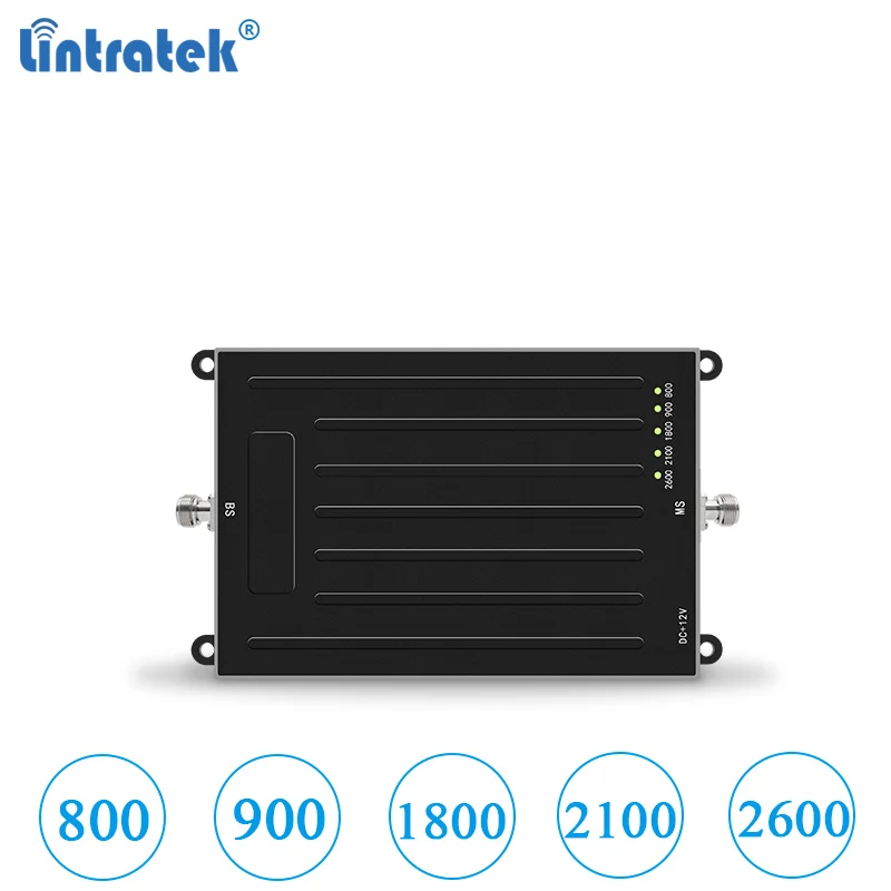Lintratek 5 полосный усилитель сигнала 800 900 1800 2100 2600 МГц для 2g 3g 4g lte Усилитель gsm umts AGC