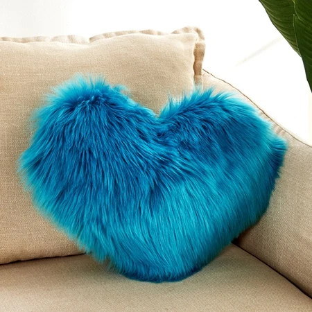 Fluffy Soft Plush Throw Pillow Covers Sofa Car Decor Shaggy Cushion Cover Heart Shaped Faux Wool Fur Decorative Pillows Case - Цвет: Cushion cover15