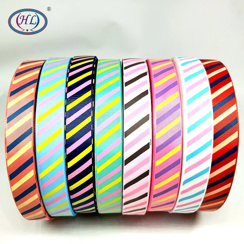 

HL 1"(25mm) 5 Meters/lot Printed Stripe Grosgrain Ribbons Wedding Party Decorative Gift Wrapping DIY Chilren Hair Accessories